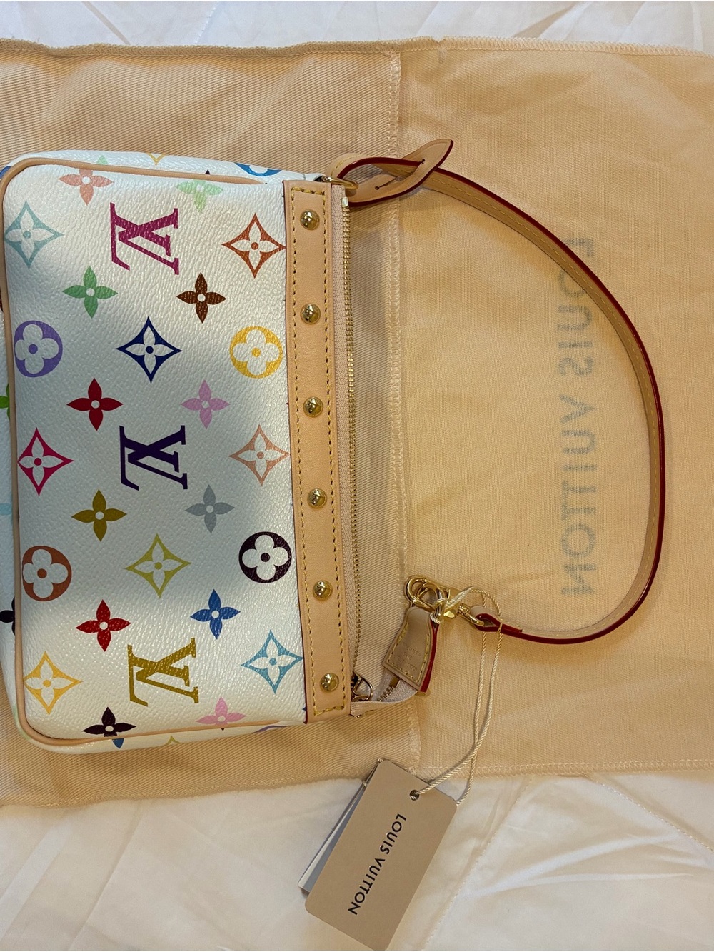 Louis Vuitton White Multicolor Monogram Canvas Shoulder Pochette